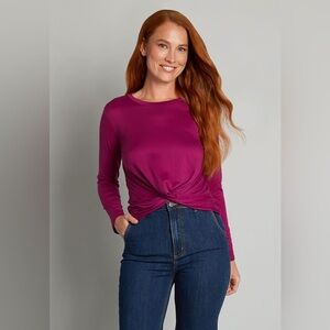 ModCloth NWT A Twist Of Fun Long‎ Sleeve Knit Top - Fuschia